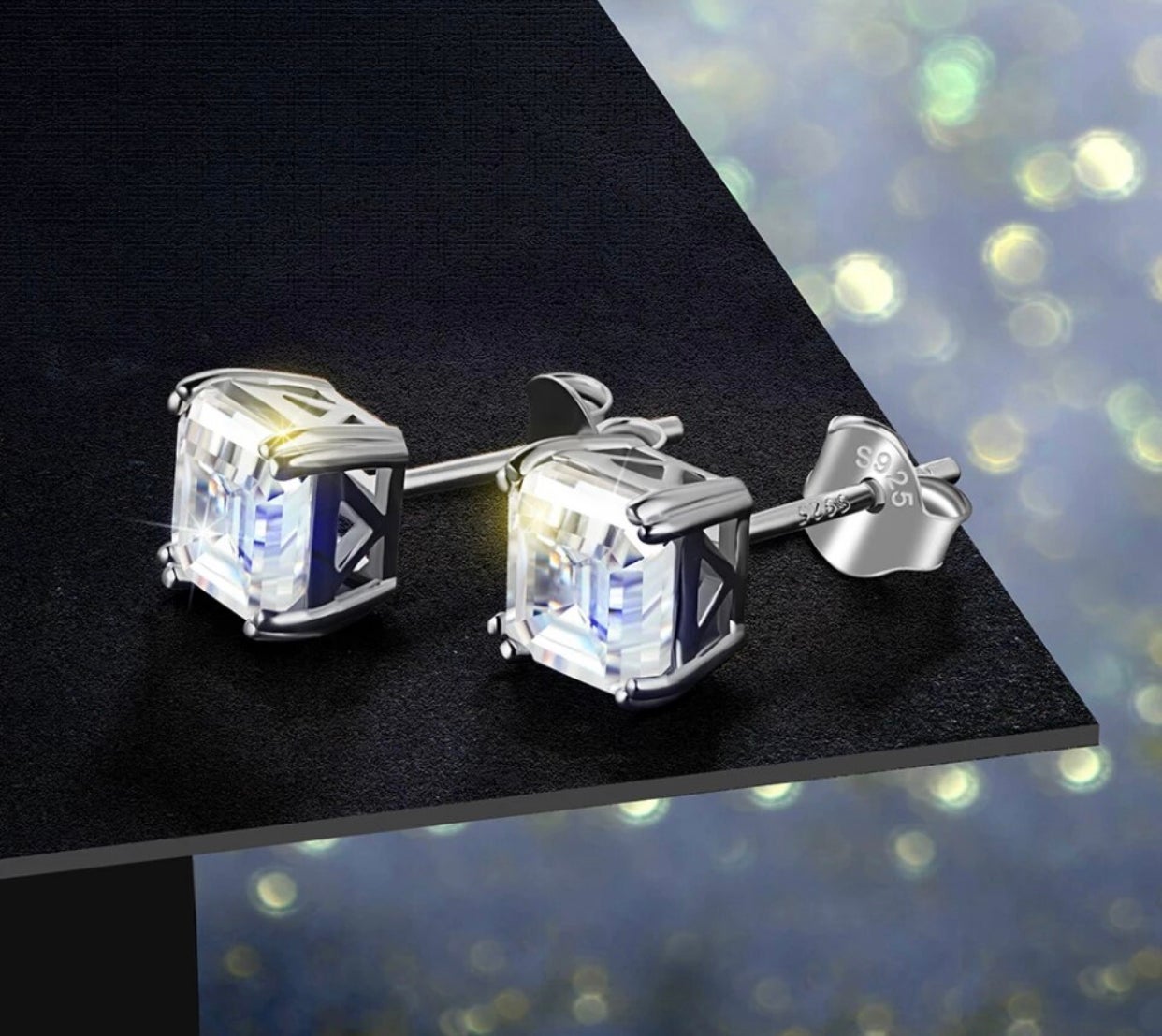 ASSCHER CUT STUD